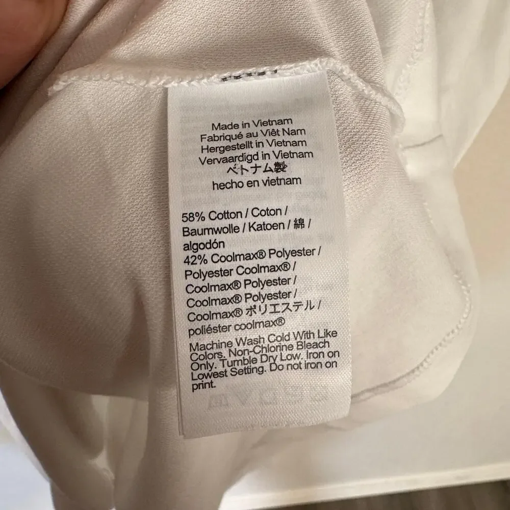 J.Crew Performance Polo Shirt Men XL White Pullover Coolmax Short Sleeve Stretch
